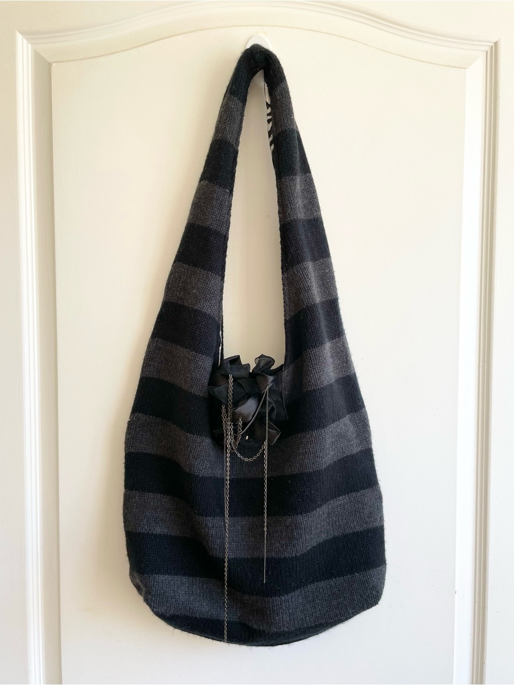 Alice + Olivia Y2K Knit Sweater Hobo Bag Striped Chains Avril Lavigne Punk